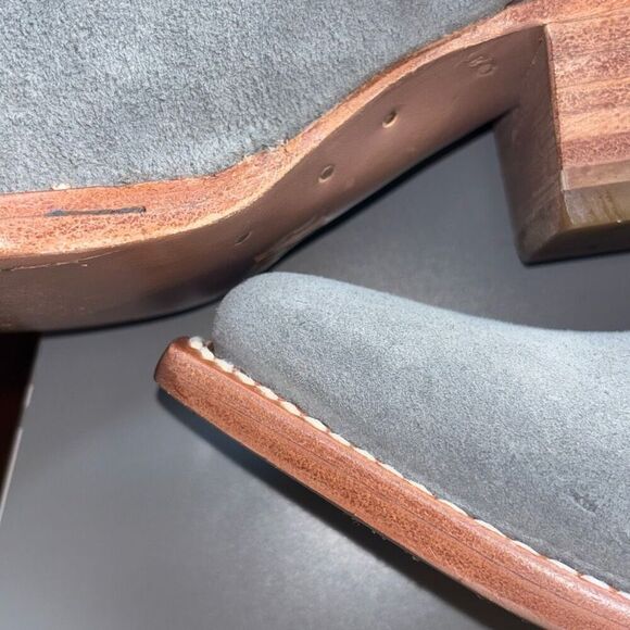 Frye Sacha Short Fringe Bootie suede leather steel Blue 6.5 - Picture 9 of 13